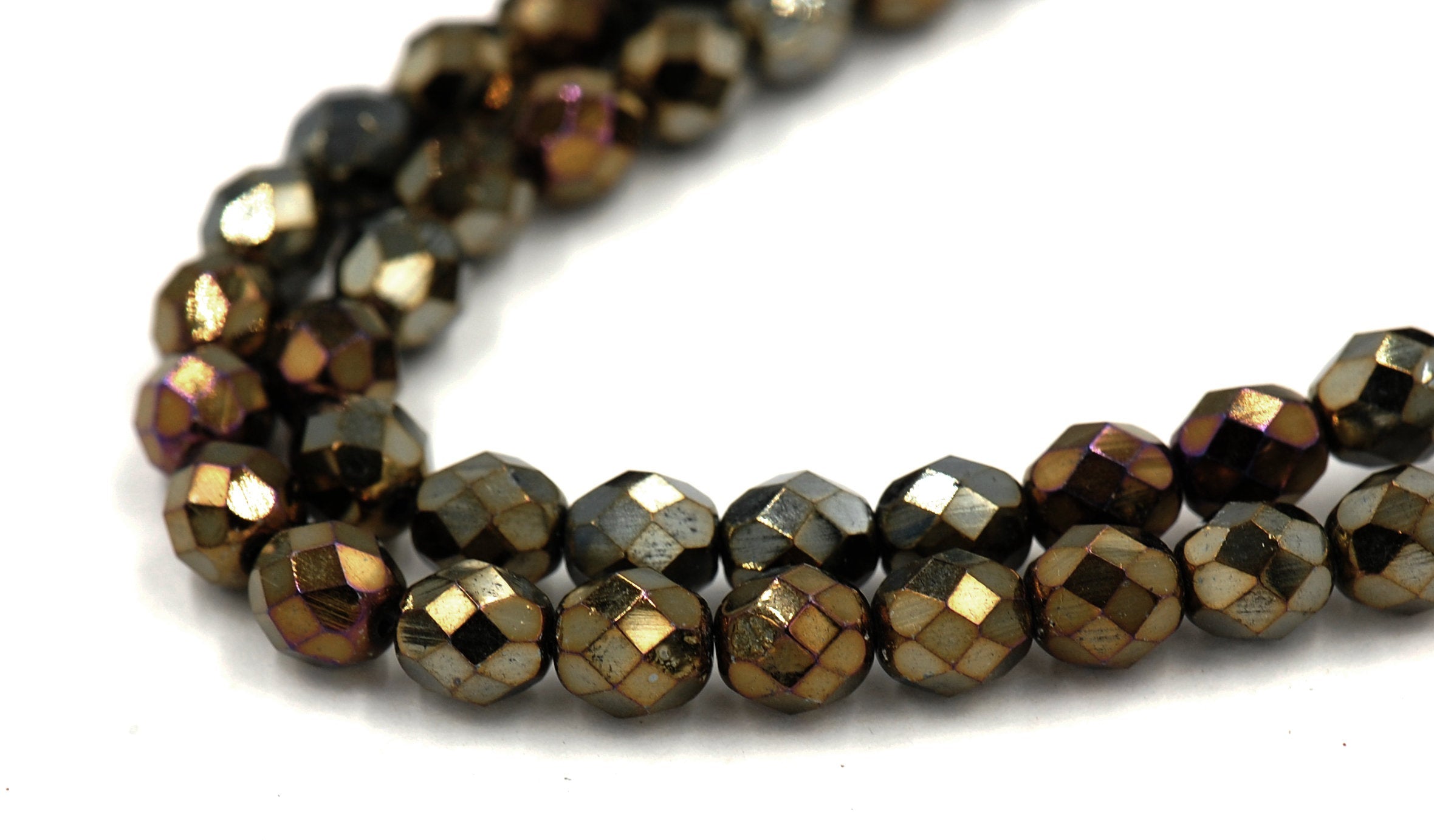 8mm Iris Brown Czech Glass Faceted Bead  -25 czech beads