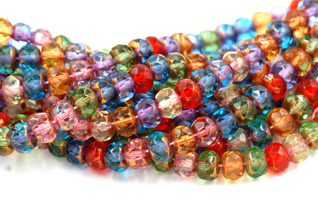 Copper Bright Jewel Tone 4x6mm Czech Rondelles Faceted Beads -25 czech beads Main Image