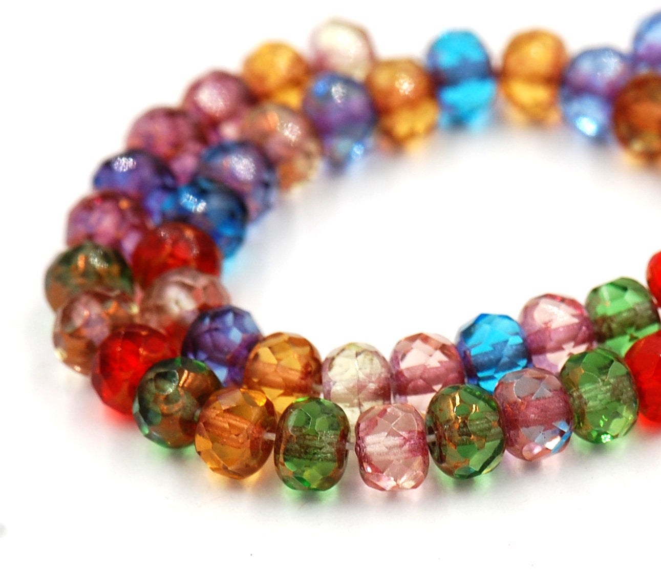Copper Bright Jewel Tone 4x6mm Czech Rondelles Faceted Beads -25 czech beads