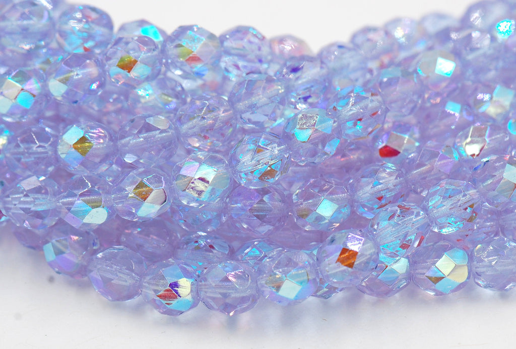 8mm Alexandrite AB Czech Faceted Glass Purple Czech