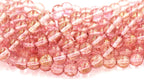 8mm Czech Glass Round Transparent Topaz/Pink Luster Beads  -25