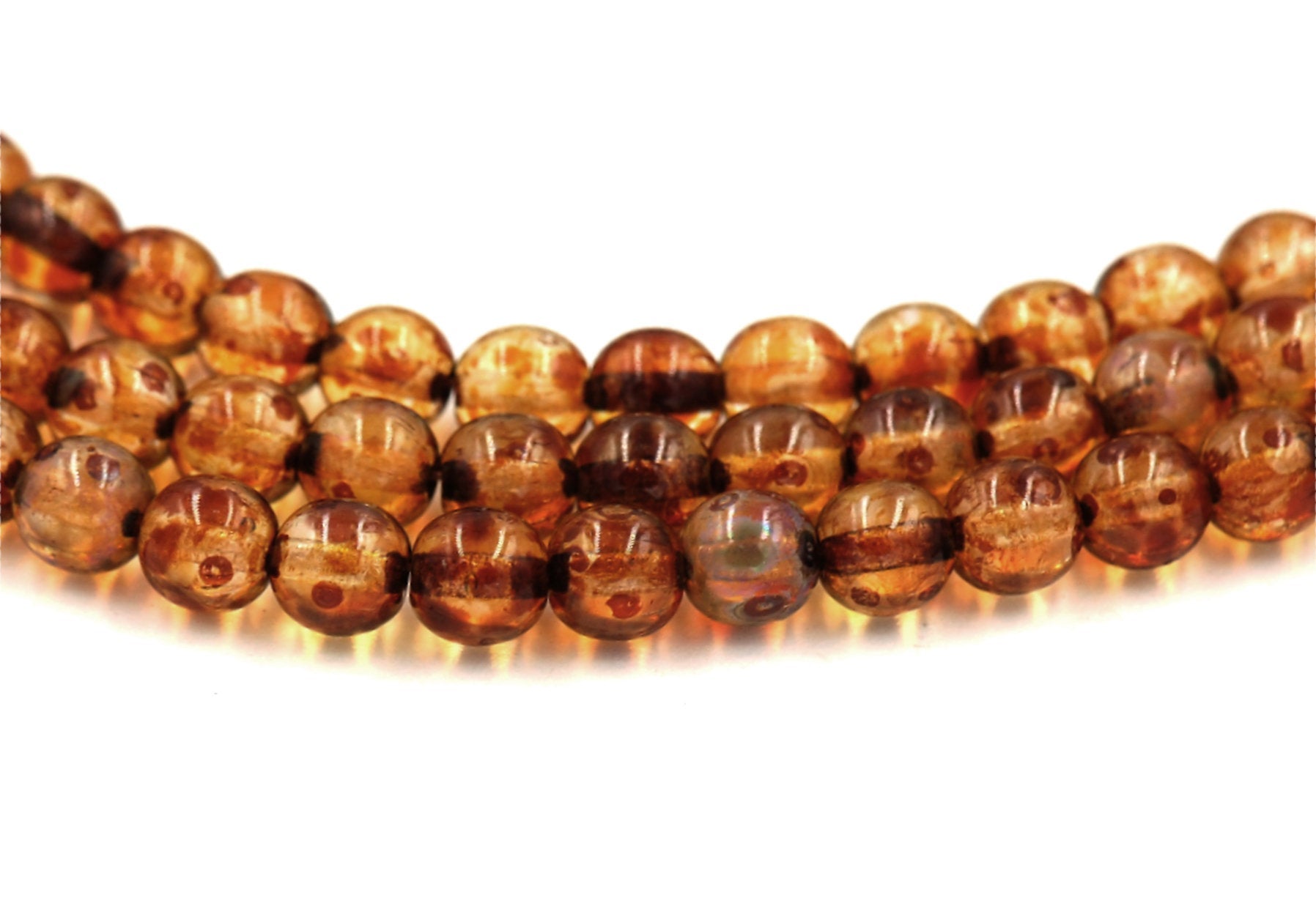 6mm Czech Glass Round Crystal Picasso  -50