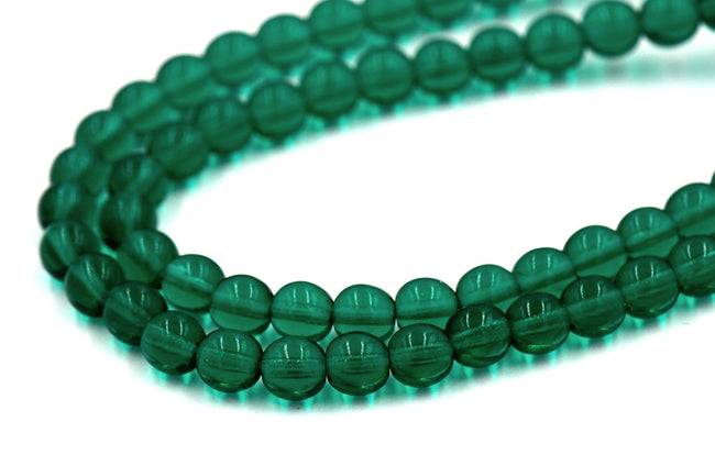 6mm Czech Glass Round Emerald Green Luster  -50 Main Image
