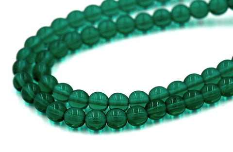 6mm Czech Glass Round Emerald Green Luster  -50