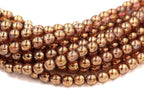 6mm Czech Glass Transparent Gold Smoky Topaz Luster  -50