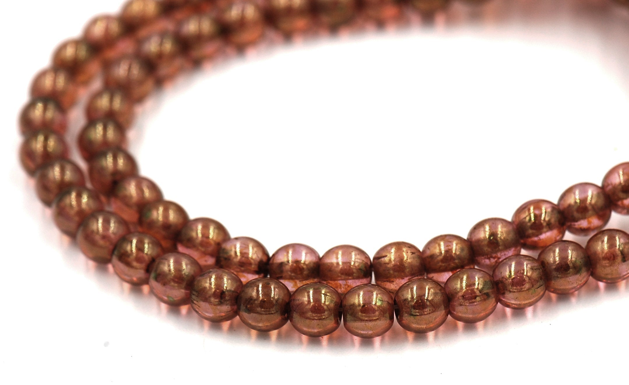 6mm Czech Glass Transparent Rose Gold Topaz Luster  -50