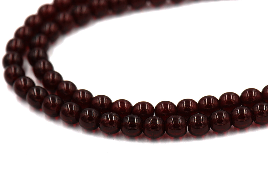 Czech Glass 6mm Dark Garnet Red Round smooth Druk Beads -50