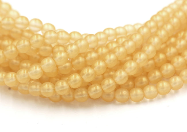 Sueded Gold Lamé Czech Glass Bead 6mm Round  - 50 Pc Main Image