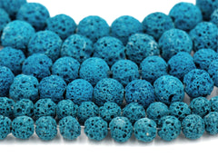 Turquoise Lava  6mm, 8mm, 10mm Blue Lava Round Beads  -15 inch strand