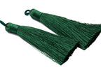 Hunter Green Tassel - 3&quot; Long Nylon Jewelry Loop Tassel - 2pc