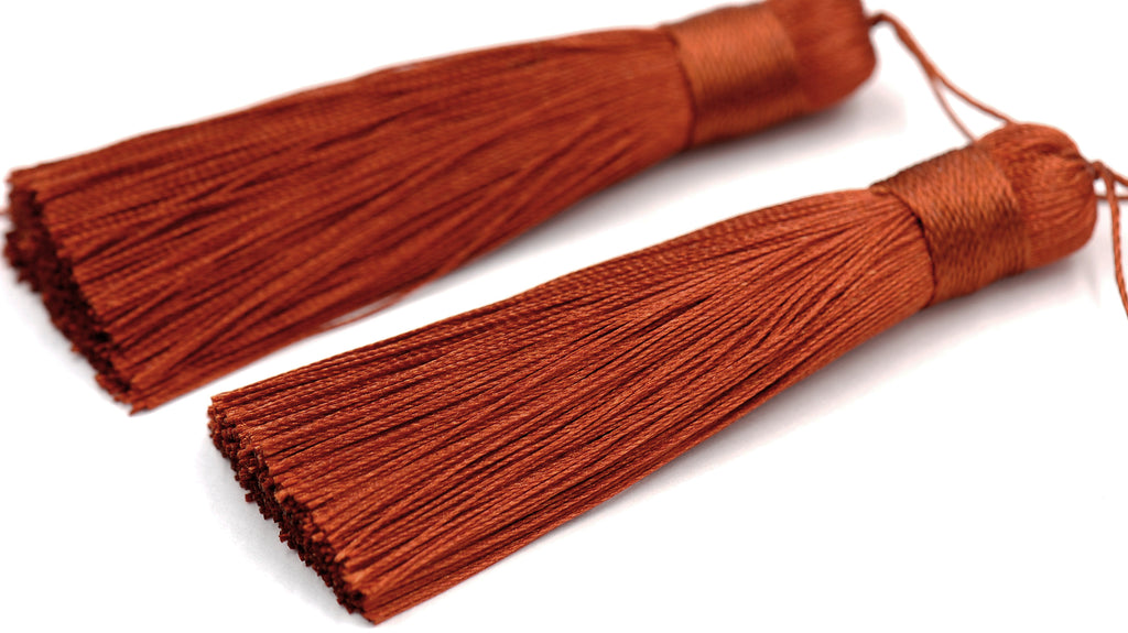Copper Brown Tassel - 3&quot; Long Nylon Jewelry Tassel - 2pc