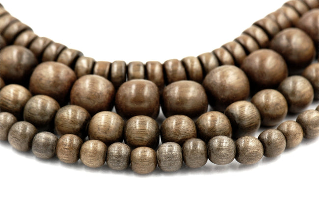 Greywood Wood Beads 4mm 6mm, 8mm, 10mm Graywood Rondelle natural wood beads -16 inch strand Main Image
