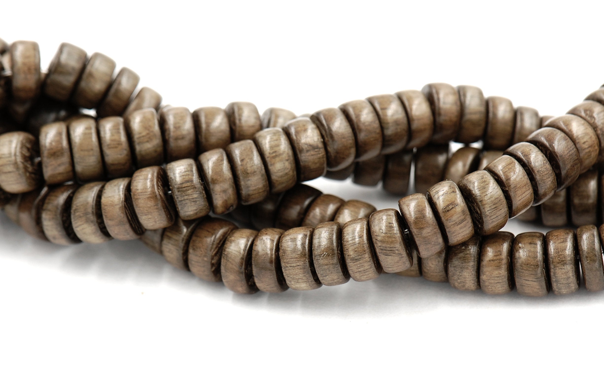 Greywood Wood Beads 4mm 6mm, 8mm, 10mm Graywood Rondelle natural wood beads -16 inch strand