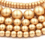 Gold Wood Beads 6mm, 8mm, 10mm, 12mm 16mm Round Gold Wood Rondelle 8x4mm -16 inch strand