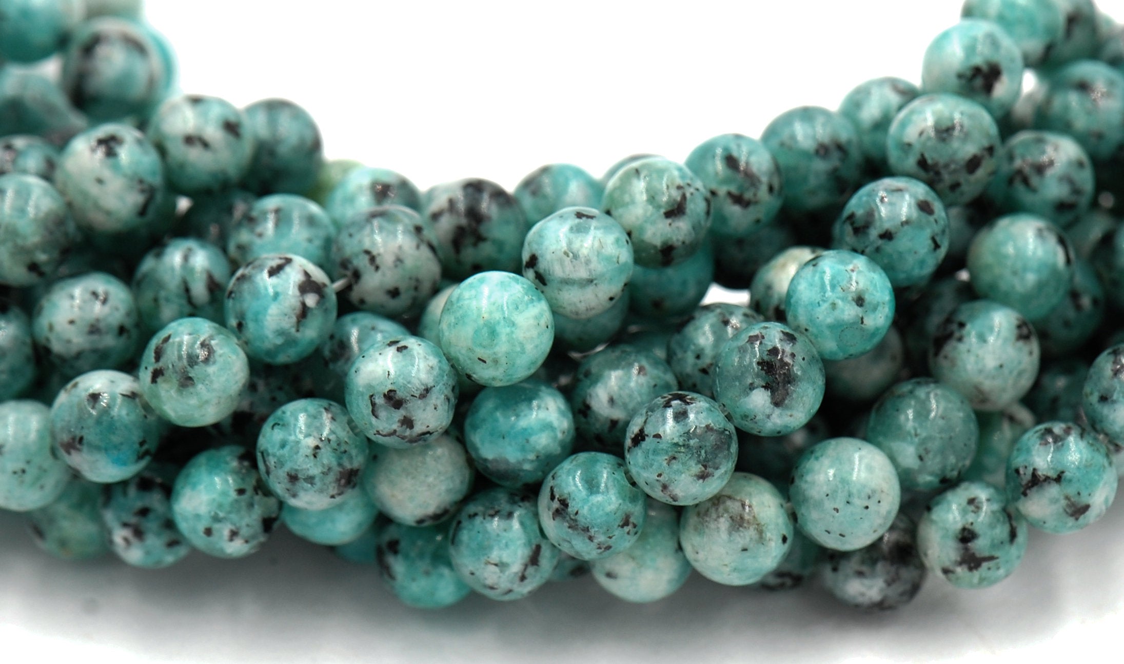 Sesame Jasper Beads 6mm Turquoise round -15 inch strand