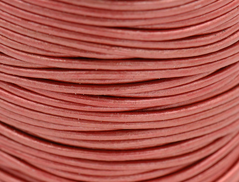 Metallic Moroccan Red Spice Leather 2mm Cord 3 Yards / 9 Feet / 2.74 Meters
