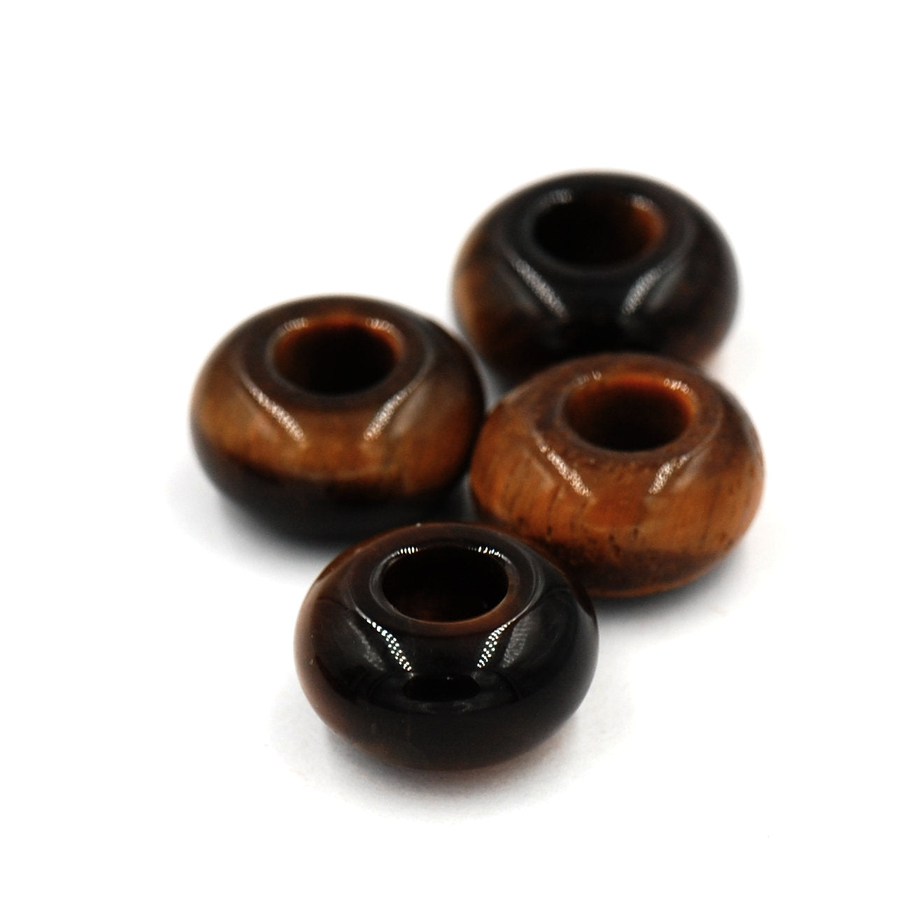 Large Hole Tigereye, European Beads, Tigereye (AA Grade) Round 14mm