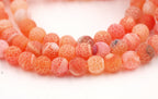 8mm Frosted Agate Round Beads in Orange Coral  -14.25 inch strand