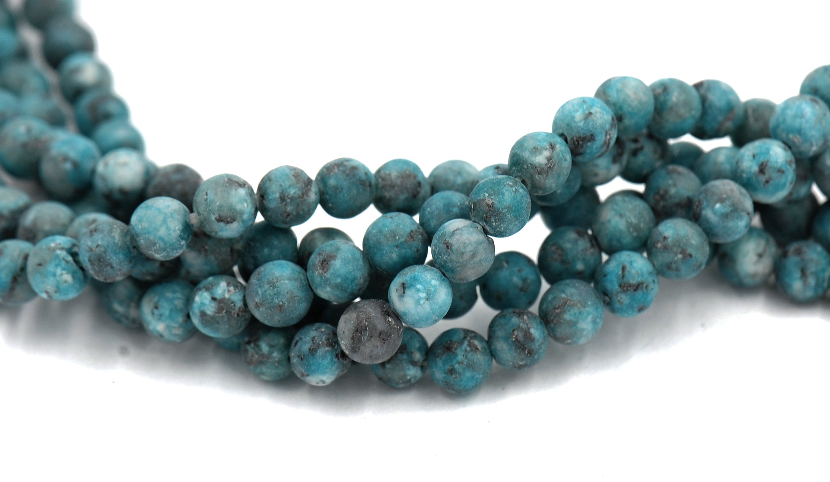 Sesame Jasper Beads 8mm Matte Dark Turquoise round -15 inch strand