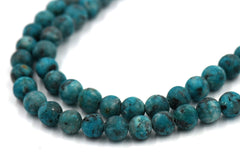 Sesame Jasper Beads 8mm Matte Dark Turquoise round -15 inch strand