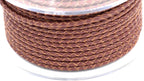 Saddle Brown 3mm Bolo Braided Woven Round Leather Cord 1 Yards / 3 Feet / .9144 Meters