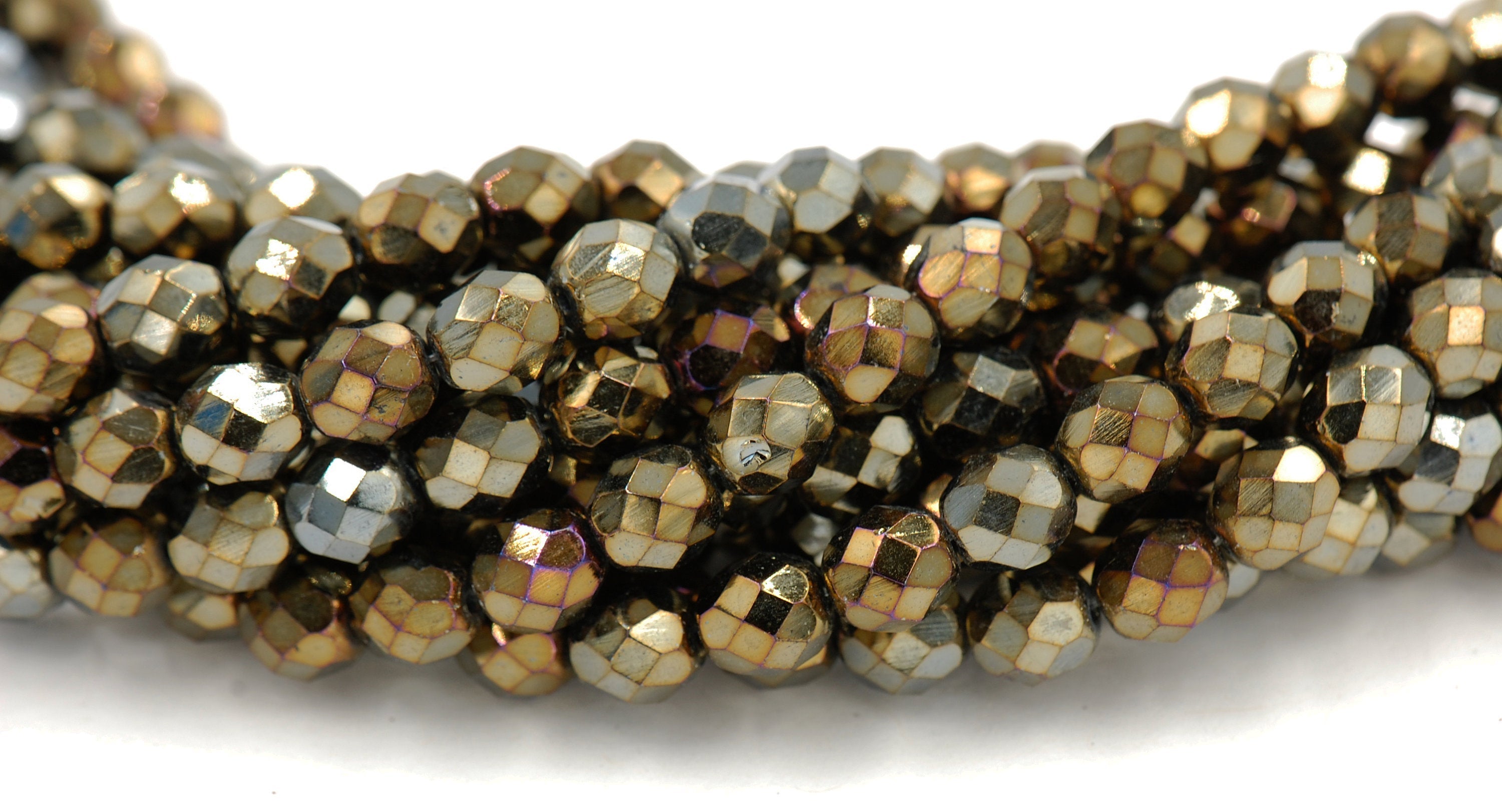 8mm Iris Brown Czech Glass Faceted Bead  -25 czech beads