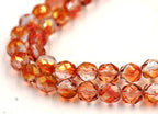 8mm Transparent Pink Gold Luster Czech Glass Faceted Bead  -25 czech beads