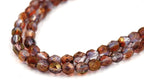 Czech Glass Beads, 6mm Faceted, Fire Polished in Luster Amethyst/Crystal Purple -25