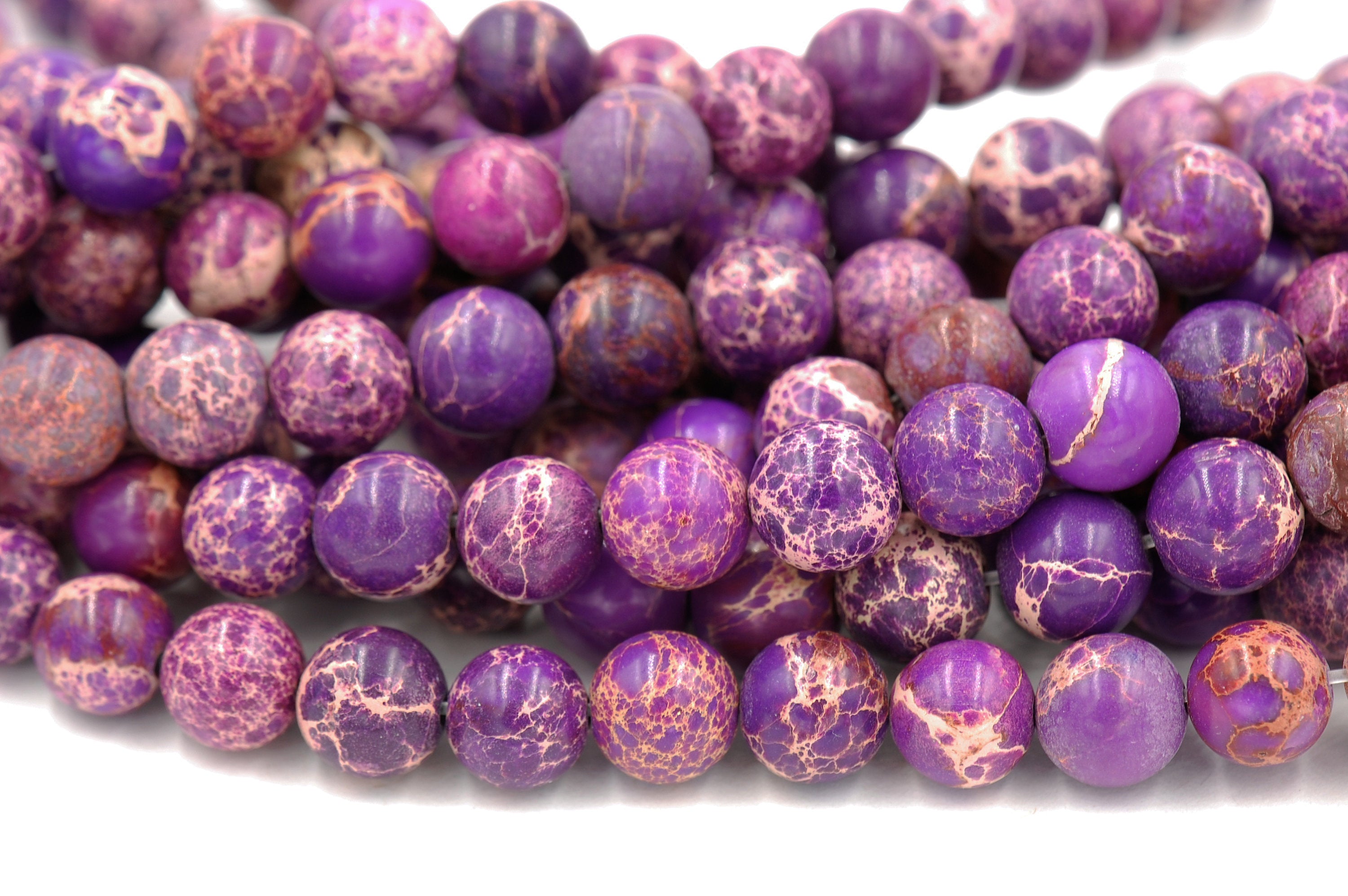 Red Violet Impression Jasper 4mm, 6mm, 8mm, 10mm, 12mm Round Beads  -15 strand