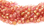 8mm Luster Rosaline Czech Glass Faceted Bead  -25 czech beads