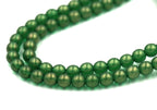 6mm Czech Glass Round Sueded Gold Emerald Green Luster  -50