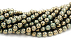 Green Turquoise Bronze Picasso 6mm round beads   - 50 Czech Beads