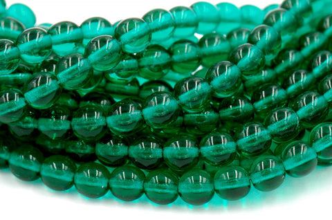 6mm Czech Glass Round Emerald Green Luster  -50