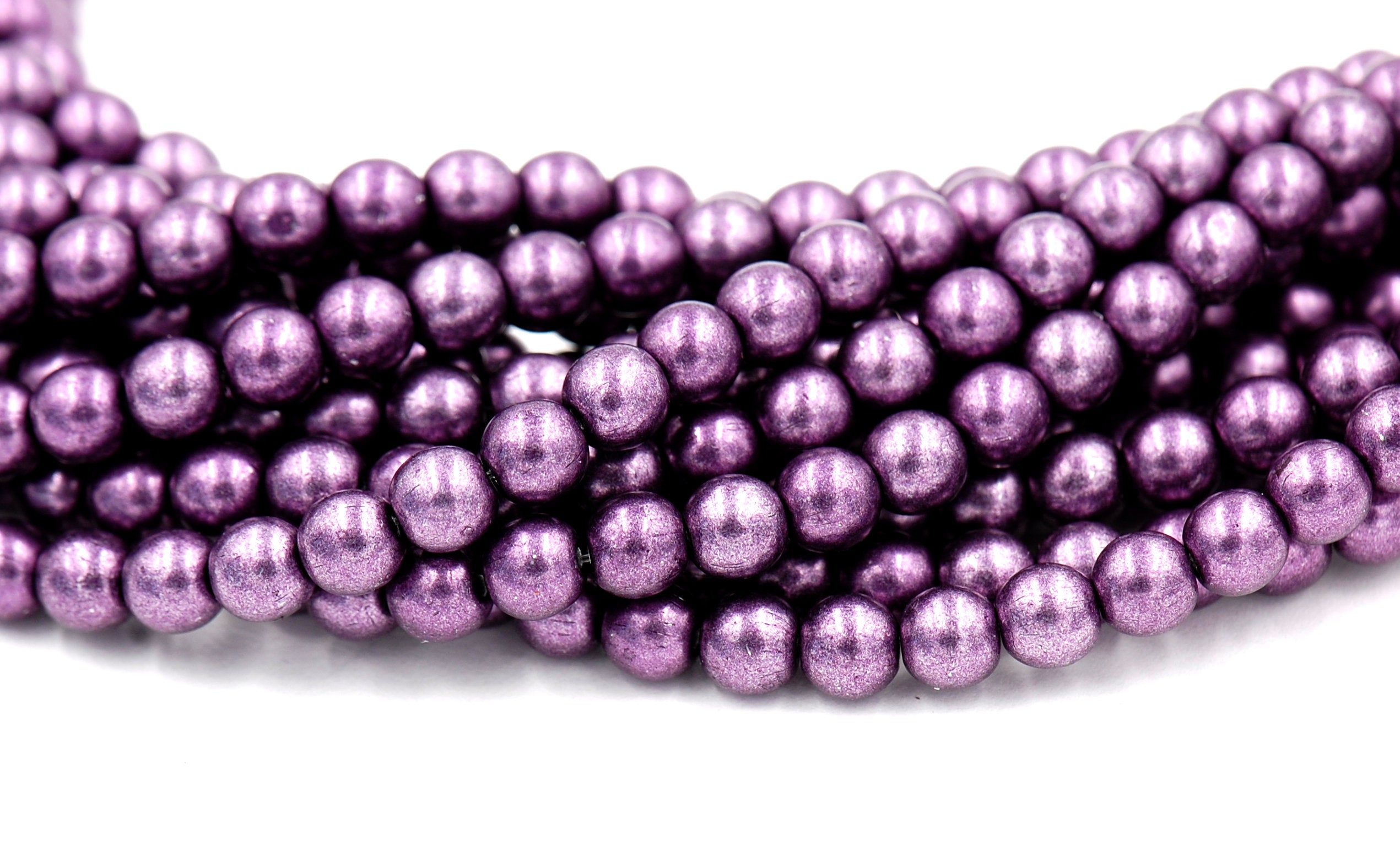 Czech Glass 6mm Round Saturated Metallic Tawny Port Purple Druk Beads -50 Czech Beads