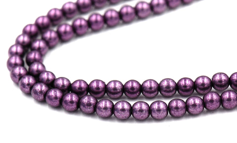 Czech Glass 6mm Round Saturated Metallic Tawny Port Purple Druk Beads -50 Czech Beads