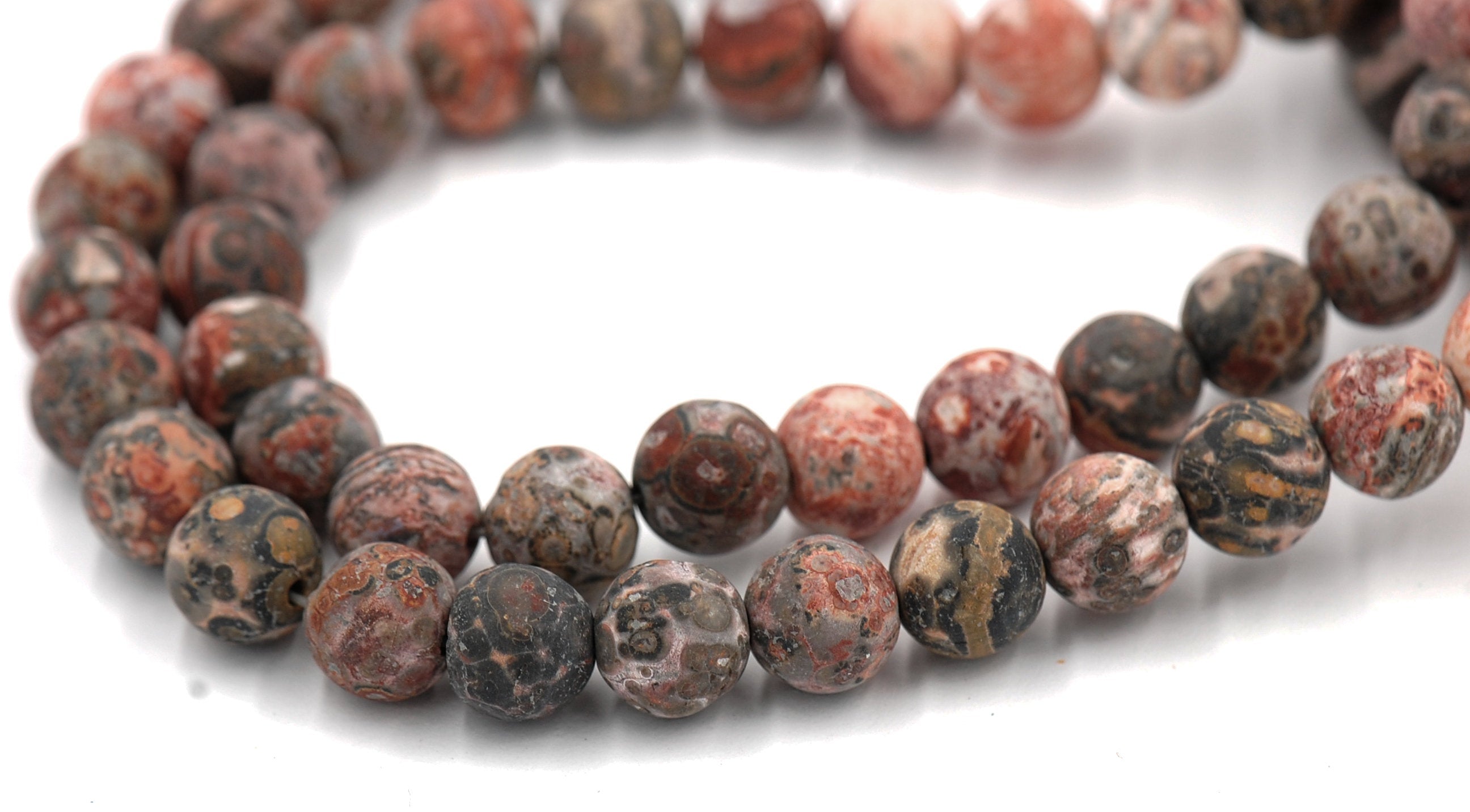 Terracotta Red Leopard Skin Jasper, Frosted 6mm 8mm 10mm  -15 inch strand