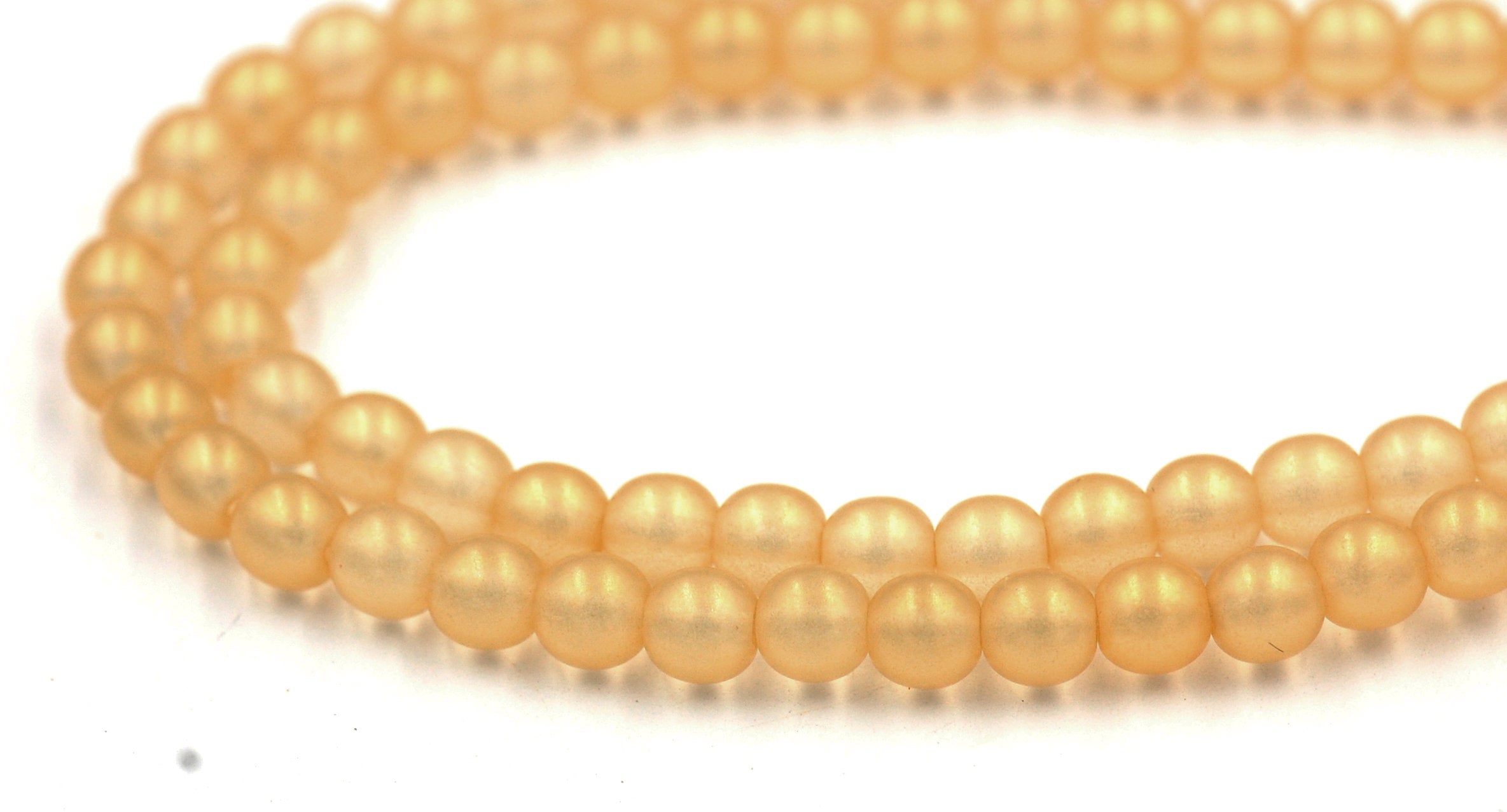 Sueded Gold Lamé Czech Glass Bead 6mm Round  - 50 Pc
