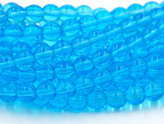 Aquamarine Blue Druk Beads Czech Glass 6mm Translucent  Round -50 Czech Beads