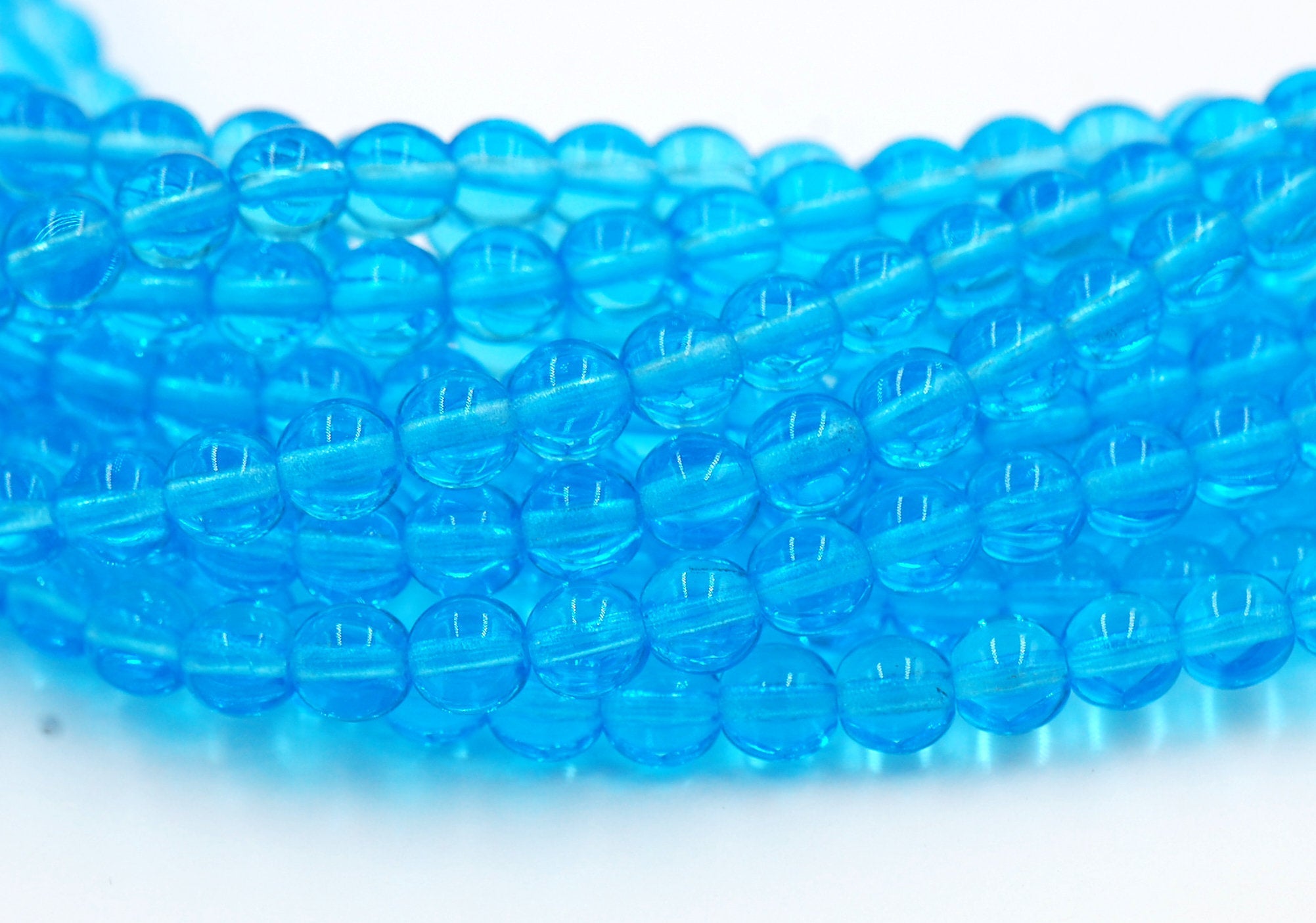 Aquamarine Blue Druk Beads Czech Glass 6mm Translucent  Round -50 Czech Beads