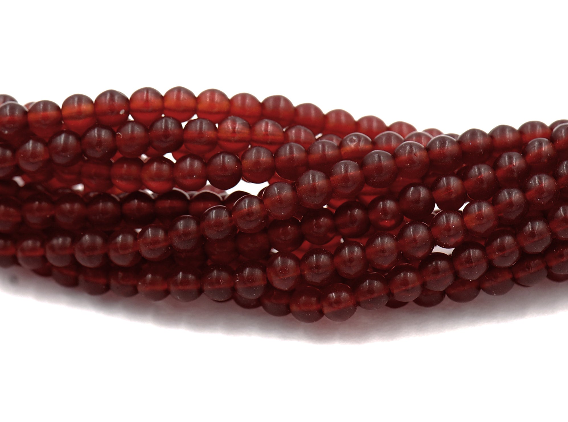 Matte Garnet 4mm round druk beads  - 100 Czech Beads