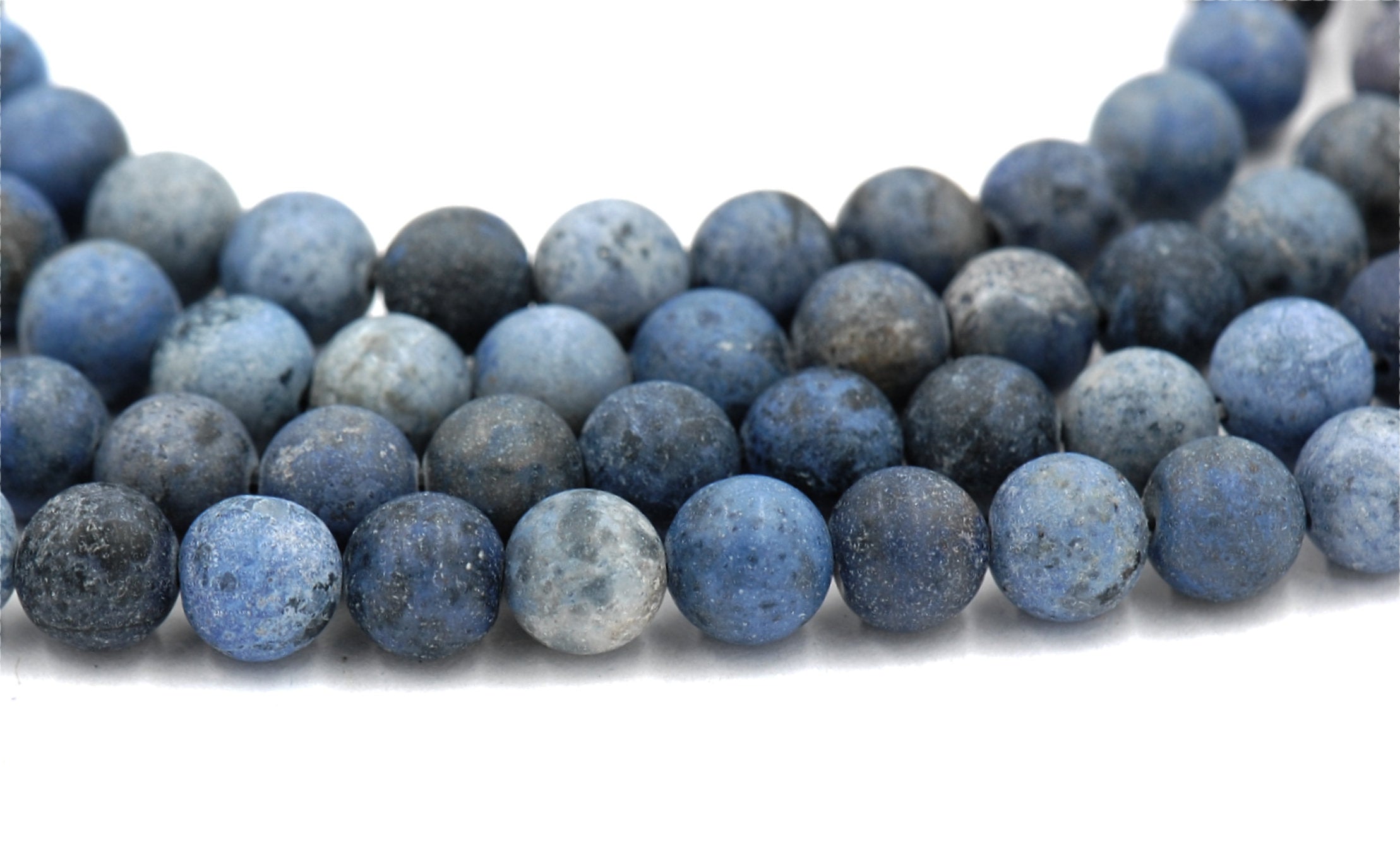 Sesame Jasper Beads 8mm Matte blue round -15 inch strand