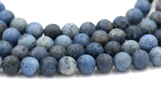 Sesame Jasper Beads 8mm Matte blue round -15 inch strand Hover Image