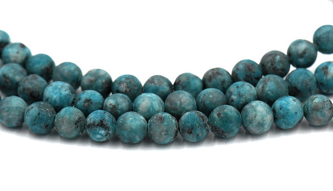 Sesame Jasper Beads 8mm Matte Dark Turquoise round -15 inch strand Hover Image