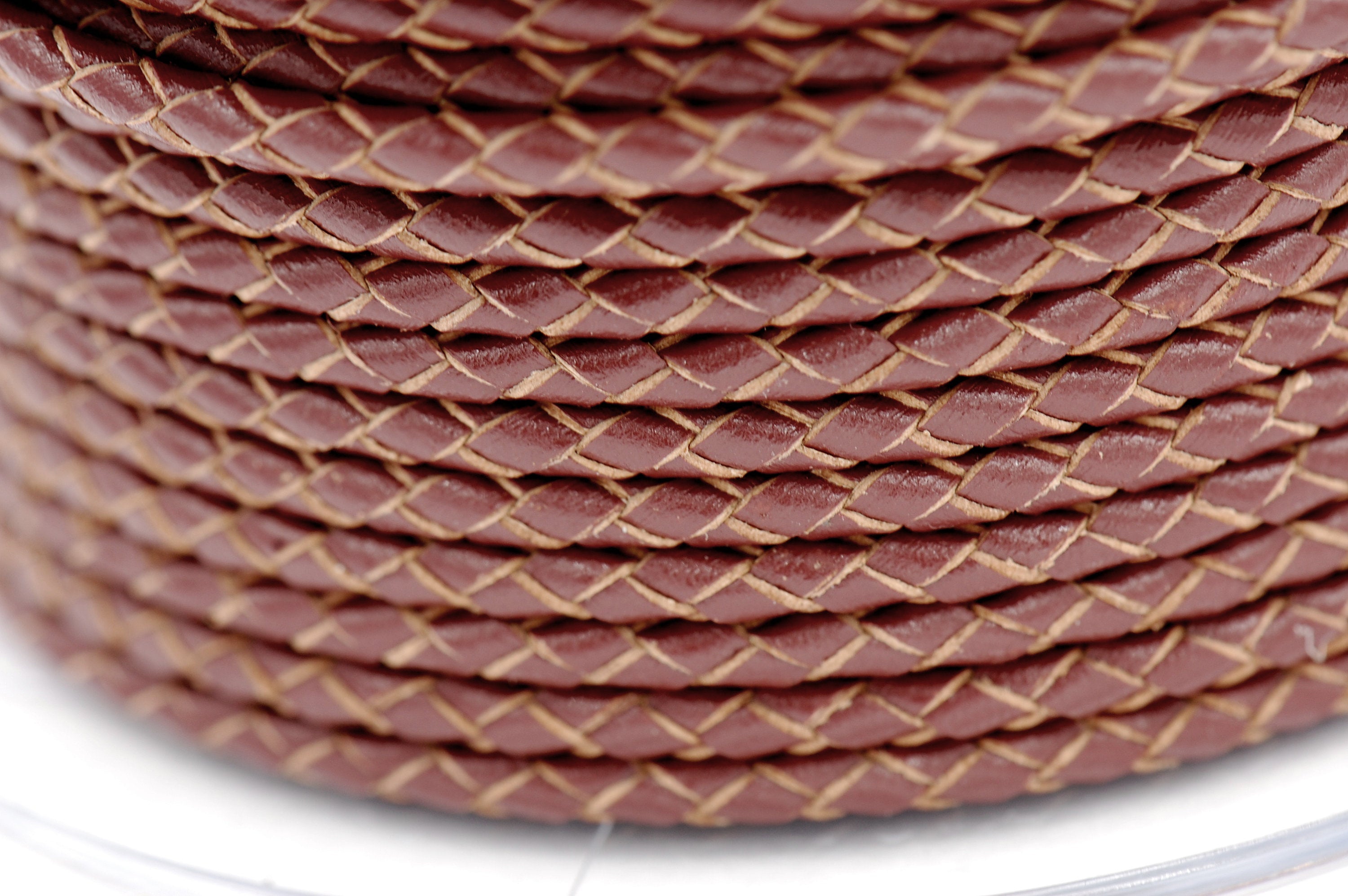 Saddle Brown 3mm Bolo Braided Woven Round Leather Cord 1 Yards / 3 Feet / .9144 Meters