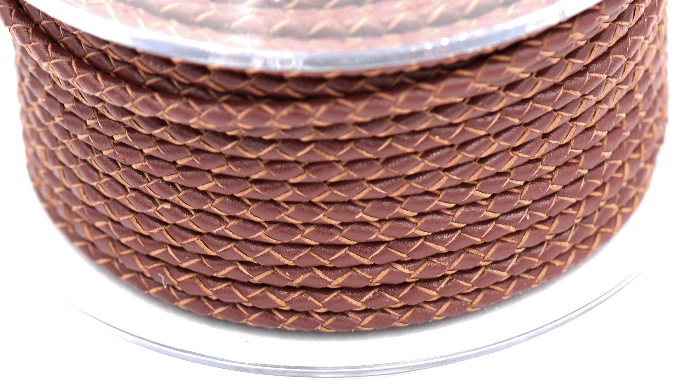 Saddle Brown 3mm Bolo Braided Woven Round Leather Cord 1 Yards / 3 Feet / .9144 Meters
