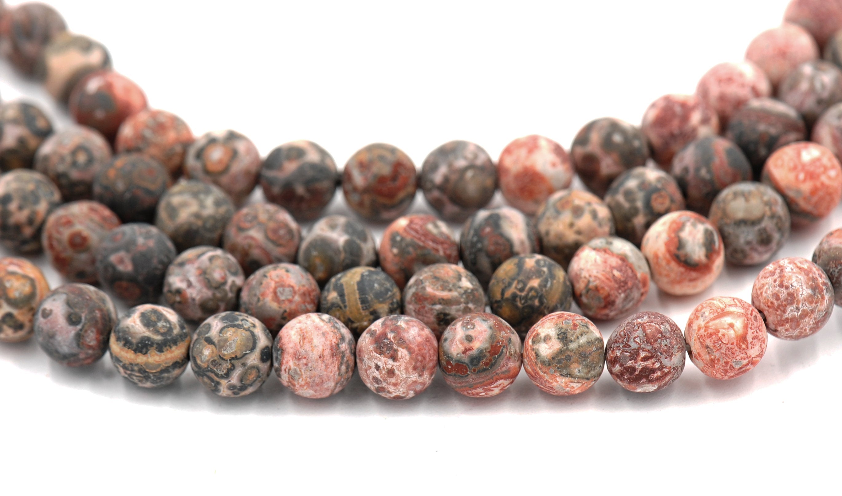 Terracotta Red Leopard Skin Jasper, Frosted 6mm 8mm 10mm  -15 inch strand