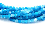 6mm Frosted Agate Round Beads in Blue  -15 inch strand