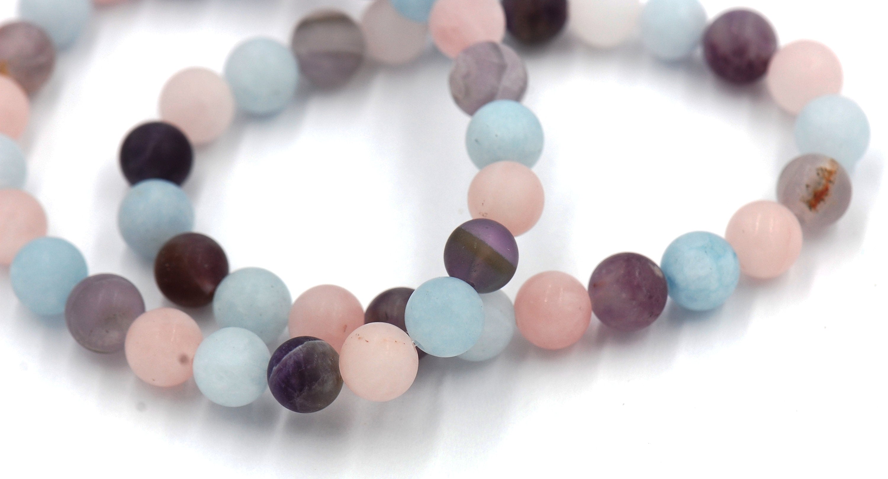 Bracelet Matte Amethyst, Aquamarine, Rose Quartz 8mm