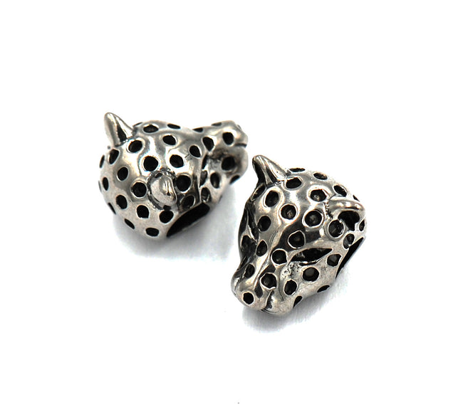 304 Stainless Steel Beads, Leopard Head, Antique Silver Size: about 10mm wide, 13mm long -1pc Main Image