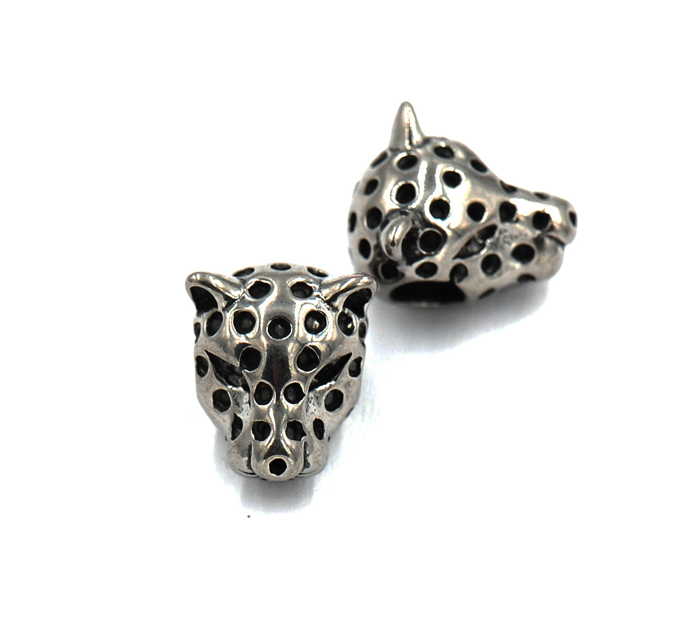304 Stainless Steel Beads, Leopard Head, Antique Silver Size: about 10mm wide, 13mm long -1pc